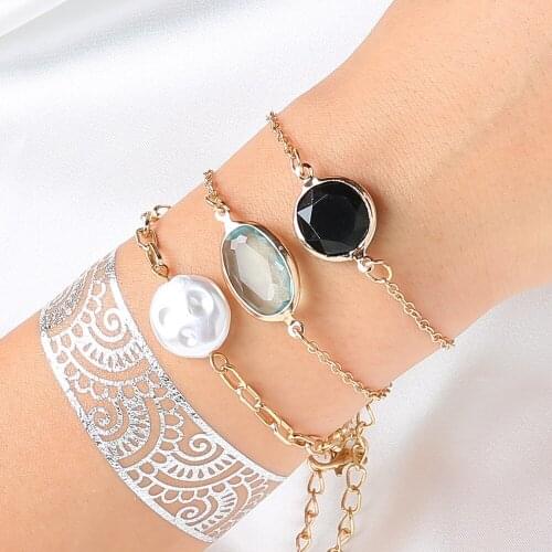 3pcs Bracelet Set For Women 2020 New Fashion Girl Crystal Rhinestone Pearl Bracelets & Bangles Jewelry Accessories Wholesale