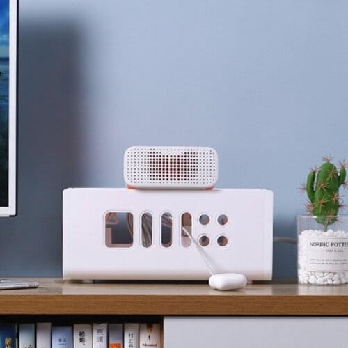 Household Cable Management Storage Box with Lid Hollow Out Plastic Power Socket Strip Cord Organizer Case Bin Charger Wires Hide