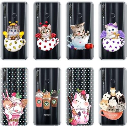 Cup Cat Kawaii Cute Soft Silicone Phone Case For Huawei Honor 8S 8A Pro V20 Back Cover For Huawei Honor 20 Lite Pro 10i 20i Case