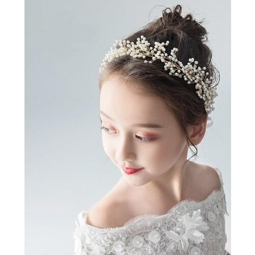 Childrens Headwear Golden Head Flower Wreath Girls Hair Accessories Princess Headband Performance Girls Headband Headband