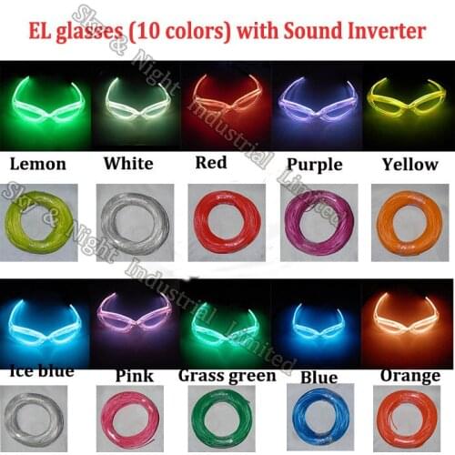 EL glasses 10 color with Sound Inverter