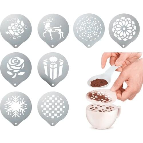Coffee Mold Milk Cake Cupcake Stencil Template Coffee Decor Coffee Barista Cappuccino Template Strew Pad Duster Spray Tools