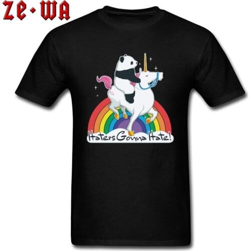 T Shirt For Fun Men T-shirt Punk Style Tops Unicorn Panda Rider Tees Slogon Tshirt Haters Gonna Hate Mens Cartoon Clothes Cotton