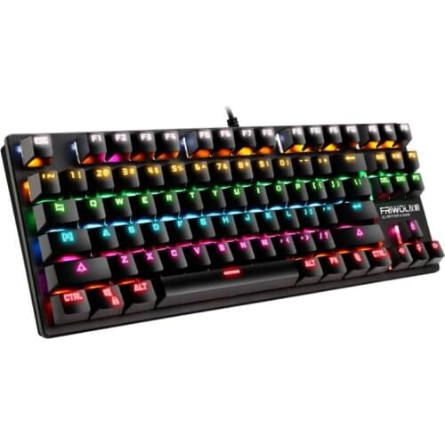 G50 Pubg game Keyboard Wired USB 87 keys Green Axis Colorful RGB Light Gaming Mechanical Keyboard for laptop Computers