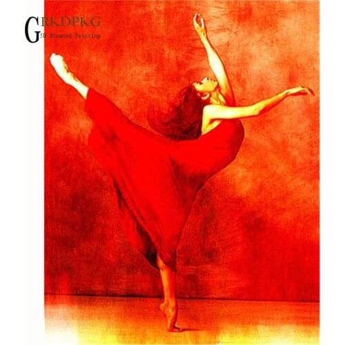 Red woman dance 5d diamond painting full drill square diamond embroidery Cross stitch pictures of rhinestones Wedding decoration