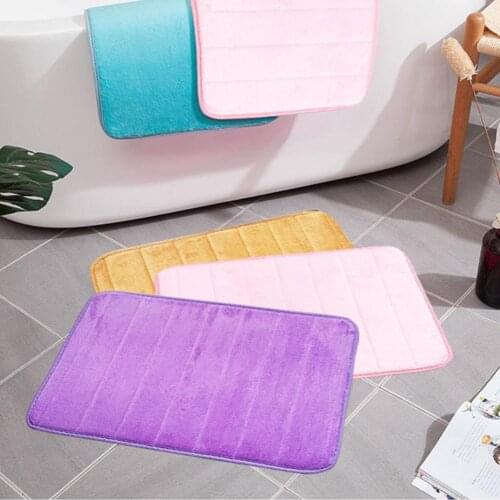Bath Pad Anti-slip Wide Applicability Coral Fleece Practical Absorbent Rectangular Bathroom Carpet for Shower Bath Mats Non slip