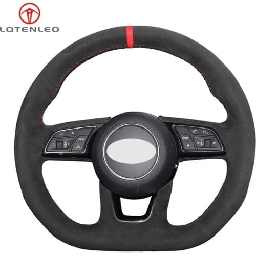 LQTENLEO Black Suede DIY Hand Car Steering Wheel Cover for Audi A4 S4 2016-2019 A5 RS5 2017-2019 RS4 2018-2019 S7 2018-2019