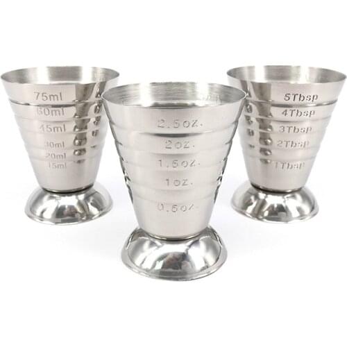Stainless Steel 75ml Measuring Shot Cup Ounce Jigger Bar Cocktail Drink Mixer Liquor Measuring Cup Mojito Measurer Mug