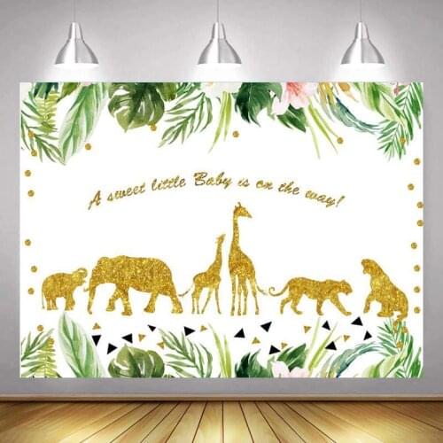 A Sweet Little Baby Newborn Backdrops Photography Golden Animals Shadow Tropical Leaves Kids 1st Birthday Photo Backgrounds