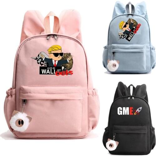 Mochila De Escola Do Gamestop Backpacks Wall Street Bets Bookbag for School Teenagers Girls Funny Casual Hip Hop WSB Back Pack