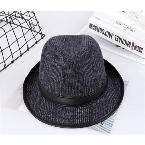 Fashion Trendy Mens Woolen Felt Bowler Hat Formal derby hat with band roll up brim fedora hats