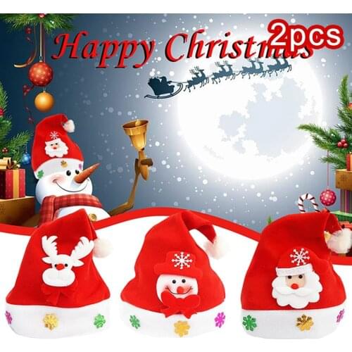 2pcs Adult fashion green red christmas hat santa hat Christmas creative new product decoration new 2020 gift