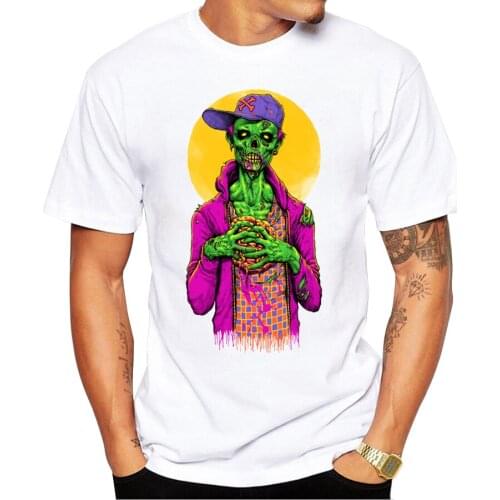 2018 Men Fashion T shirt Hipster Zombie Printed Tee Shirts Short Sleeve Tops I got a brain T-Shirt