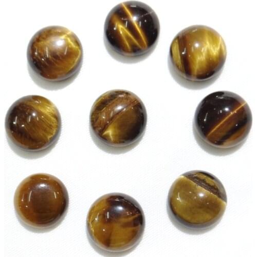 Wholesale 50pcs/10mm Natural tiger eye Stone Round Cabochons beads For DIY Jewelry making Necklace pendant Accessories