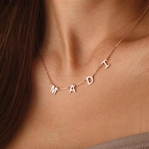 Custom Letter Necklace Personalized DIY Initial Necklace For Mom Birthday Gift Dainty Multi Spaced Letter Charms Women