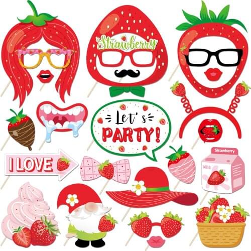 Sweet One Birthday Party Strawberry Fruit Photo Props Fruit Theme Lets Party Photo Booth Props for Baby Shower Hawaii Summer