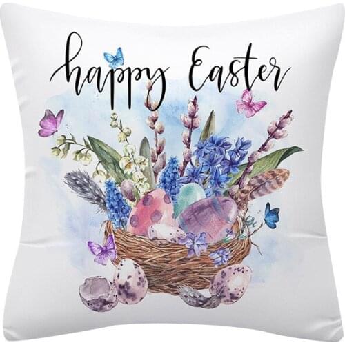 Happy Easter Linen Pillowcase Home Decoration Pillow Case Cushion Cover Easter Printed Decor Pillowcase Cushion Cover Z31