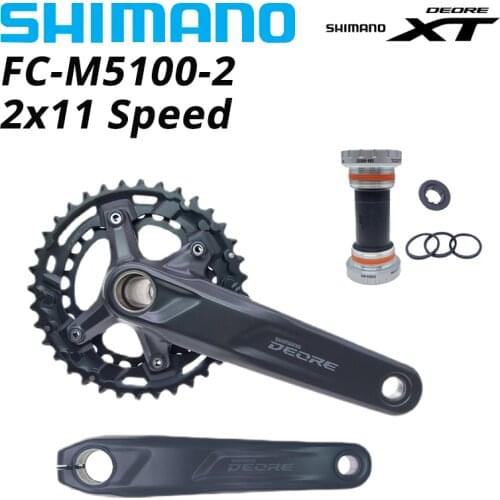 SHIMANO DEORE M5100 2x11s 2-PIECE FRONT CHAINRING CRANKSET FC-M5100-2 11 SPEED MTB mountain bike CRANKARM WITH BB52 CHAINWHEEL
