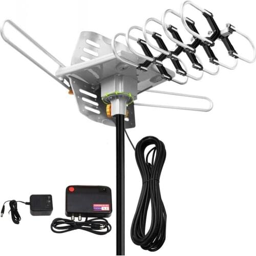 TV Antenna Outdoor Digital Amplified HDTV Antenna 150 Miles Support 2 TVs-UHF VHF/1080P/4K with Remote Control 33ft Coax Cable