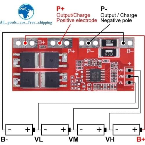 Smart Electronics 4S 30A High Current Li-ion Lithium Battery 18650 Charger Protection Board 14.4V 14.8V 16.8V Overcharge