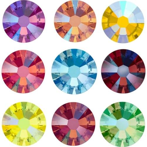 YANRUO 2058HF SS16 SS20 Iron On Rhinestones Hot-Fix Strass Super Quality Color AB Stones Glass Heat Transfer For Gament Clothes