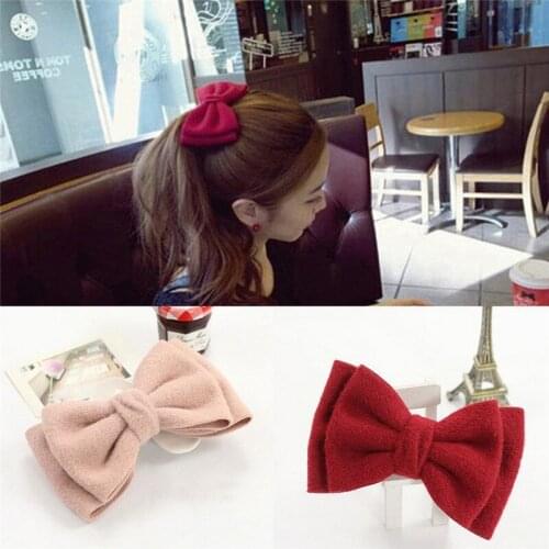 Sweet Bowknot Hair Clips Ladies Cute Party Hair Accessories For Womens Girls Elegant Bow Solid Color Ponytail Hairpin Headdress