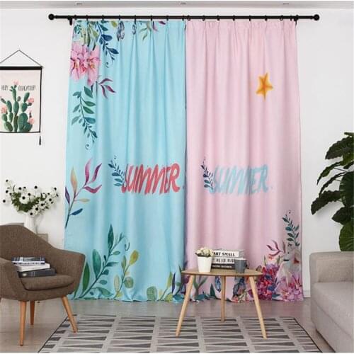 Customized 3d curtain girl pink series background curtain bedroom living room simple modern thickened simple blackout curtains