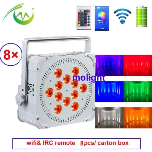 12*18W Wireless dmx Uplights 24000MHA Battery Power LED DJ Par with Wifi& IRC remote control Uplighting for Weddings Party