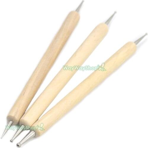 2 Sets Leather Craftool Pro Modeling Spoon Balls Styluses Embossing Clay Carve splicing Wood handle