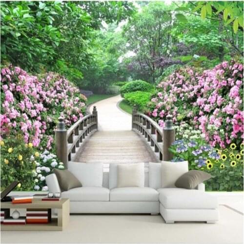 Beibehang custom Home Decoration mural 3d room wallpaper Park landscape garden setting photo wall paper for walls papel flooring
