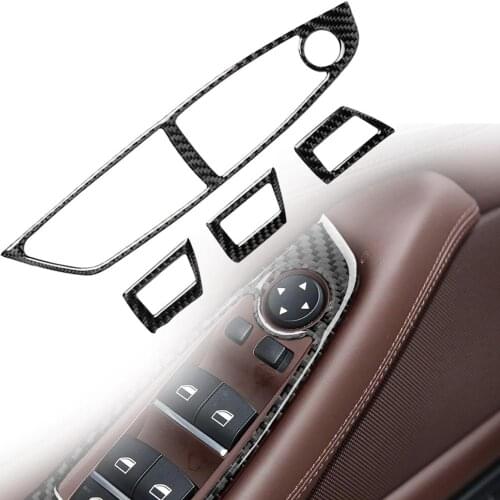 4Pcs/Set Carbon Fiber Left-hand Drive Window Switch Frame Cover Sticker for BMW F10 5 Series 2011-2018 Car Accessories