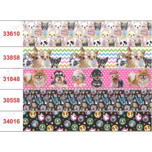 7/8'' 22mm,1" 25mm,1-1/2" 38mm,3" 75mm Dog paw Cartoon Character printed Grosgrain Ribbon party decoration 50 Yards