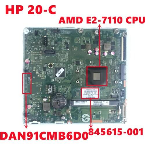 845615-001 845615-501 845615-601 For HP 20-C 20-C000NA 20" AIO PC Motherboard DAN91CMB6D0 With E2-7110 CPU 100% Fully Tested OK