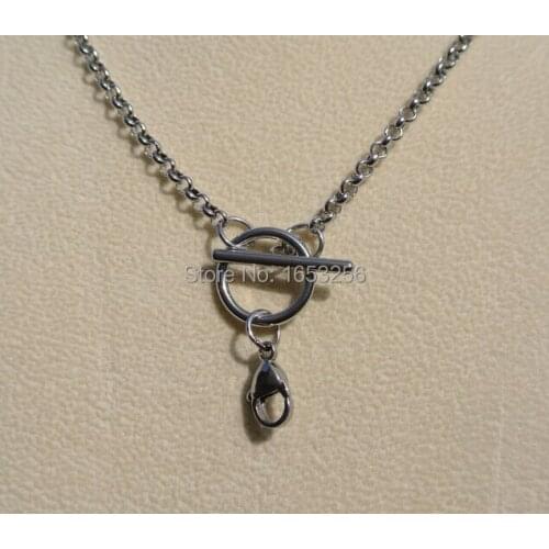 Brand New Fashion Women Jewelry Toggle Clasp Rolo Chain Necklace Stainless Steel Floating Locket Chain 3.5mm 18