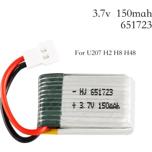3.7v 150mah 30C For H2 H8 H48 U207 Battery RC Quadcopter Spare parts 3.7v LIPO Battery for H8 Battery for toy Helicopter 651723