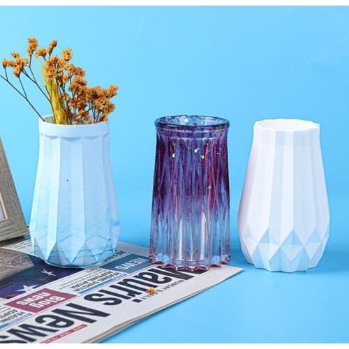 Vase Crystal Epoxy Resin Mold Flowerpot Plant Pot Silicone Mould DIY Crafts Home Decorations Casting Tool