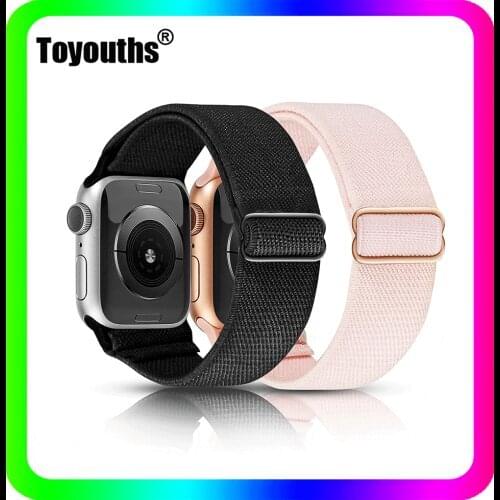 Toyouths Elastic Scrunchies Solo Loop Strap for Apple Watch Band 38mm 40mm Adjustable Nylon Bracelet for iWatch Series 2Pcs/Set