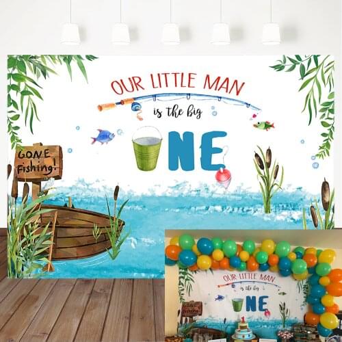 Gone Fishing 1st Birthday Backdrop for Photography The Big One Boy First Birthday Background for Photography Fishing Party