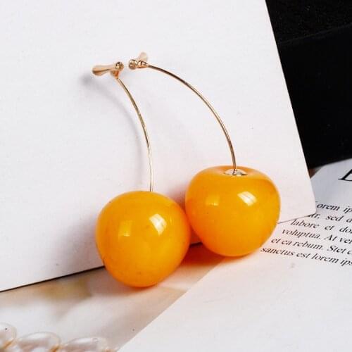 Fruit Fashion Long Ear Nail Temperament Cherry Cherry Earrings Lady Sweet Girls Cute Brincos Line Pendientes Jewelry Gifts
