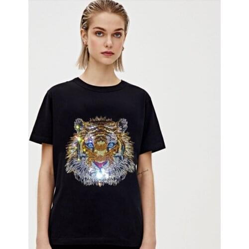 Women Summer tShirt Girls Tshirt Hot drill Clothes Plus Size Casual O-neck black TShirt Short Sleeve