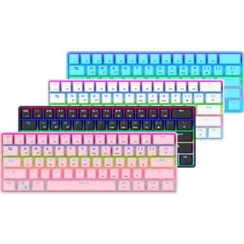 61-Key Backlit Keyboard Dual-Mode RGB Lighting Wired Bluetooth Charging Keyclick Mechanical Keyboard for PC Computer