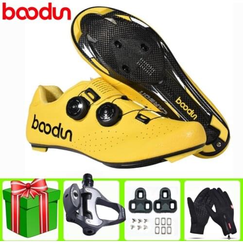 Boodun Carbon Fiber Road Cycling Shoes Men 2021 Sapatilha Ciclismo Bike Racing Athletic Bicycle Breathable Ultralight Sneakers