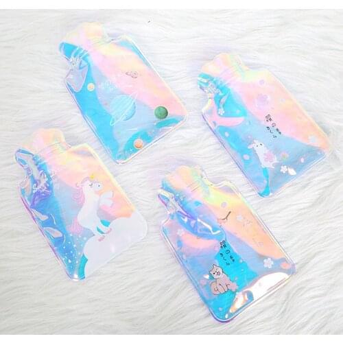 Cute Transparent Filled Hot Water Bottle Warm Belly Treasure Cartoon Hand Warmer Portable 18*12cm Hot Water Bags