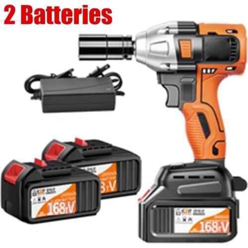 168VF Multifunctional Infinitely Variable Speed Electric Wrench Impact two Rechargeable Li-ion Battery Power Tools