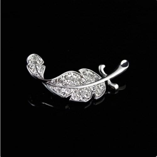 Fashion Luxury Crystal feather brooch Full of crystal brooch leaves small brooch foliage brooch