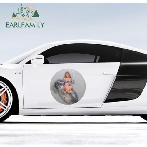 EARLFAMILY 43cm x 42.3cm For Bomber Sexy Girl Car Stickers Vinyl Material Decal Waterproof Motorcycle Creative For JDM SUV RV