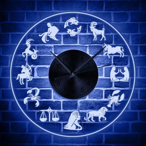 Zodiac 12 Signs Acrylic LED Wall Clock Modern Astrology Decorative Watch Wall Clock Home Decor Contemporary Wall Art