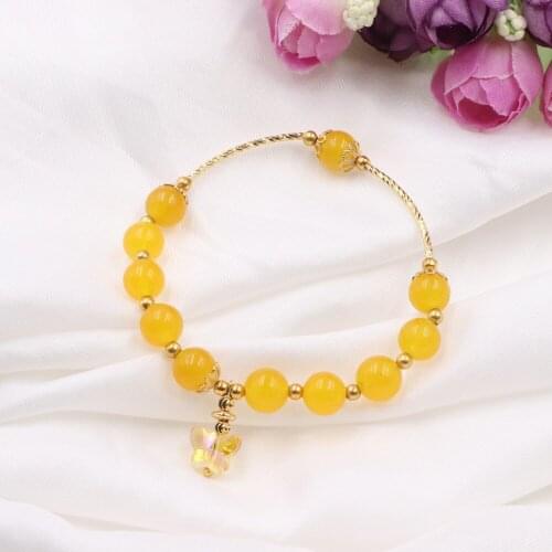 Natural Stone Jades Beads Bracelet for Girl Jewelry Round Wrist Bracelets Boho Wrap Bangles Women Best Friend Gifts 7.5" B323