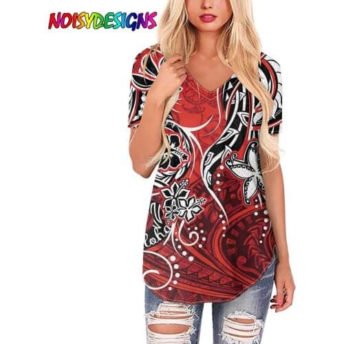 NOISYDESIGNS Over Size Women Tshrts Hawaiian Sunset Red ALOHA Print Tops Tee Female Girls Clothes Women Tshirts High Quality
