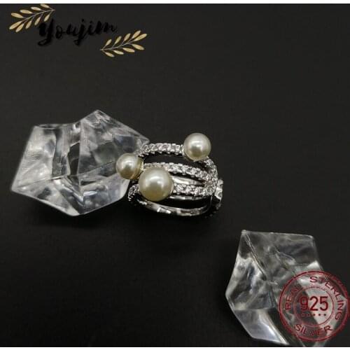 New style zircon luxury fashion pearl ear clip Women Monaco exquisite 925 silver jewelry gift